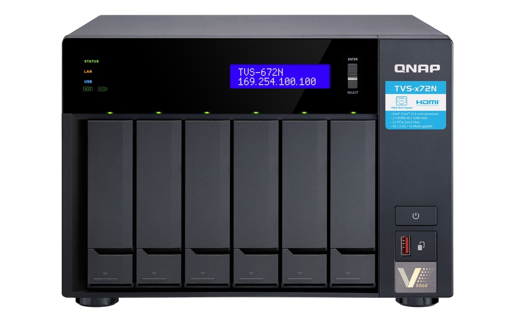 [TVS-672N-I3-4G] TVS-672N-I3-4G QNAP TVS-672N 6-Bay NAS Enclosure