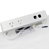 [018.040.0006] OE Elsafe: Qiksilva 45 - 2 x GPO / 2 x Data Cutouts (AUNZ) with 800mm Lead with Desktop Clamp Bracket