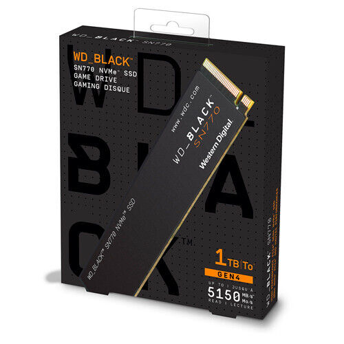 [WDS100T3X0E] WD Black SN770 1TB Gen4 NVMe M.2 PCIe Internal SSD 5150MB/s WDS100T3X0E