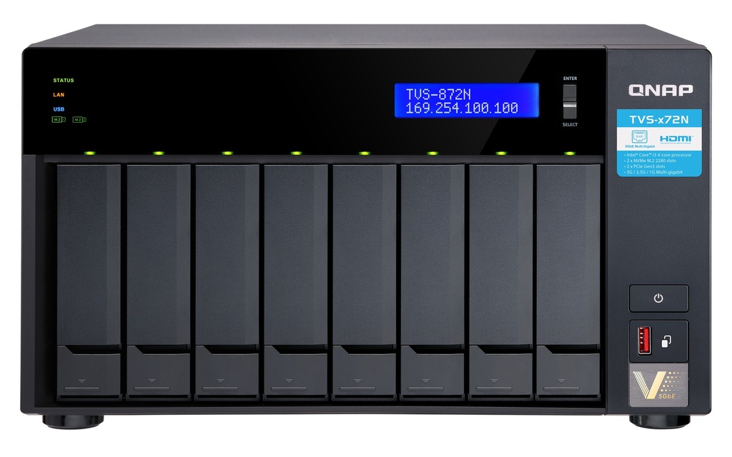 [TVS-872N-i3-8G] TVS-872N-i3-8G QNAP Cost-effective 5GbE/2.5GbE NAS with Intel® Core i3 Processor, DDR4 Memory and SSD caching for ultimate storage performance