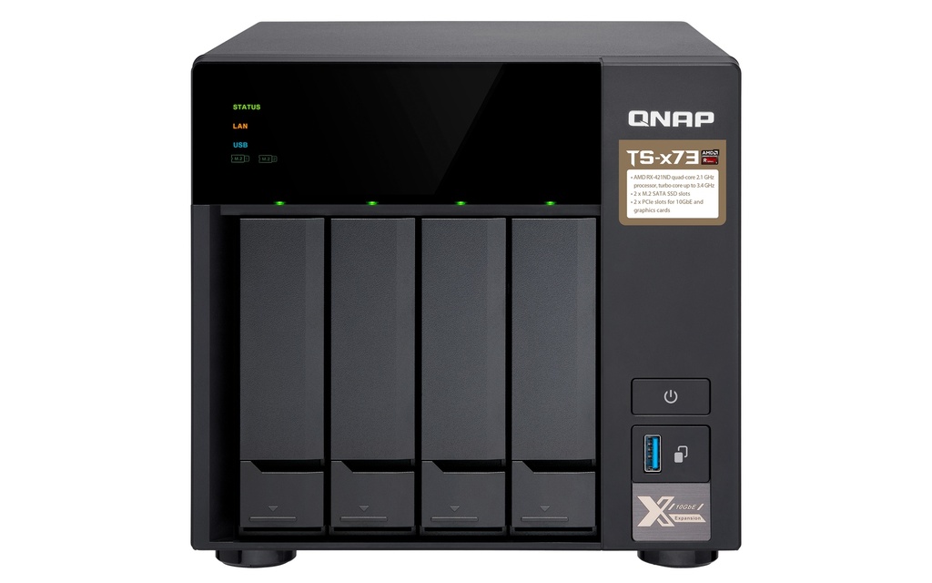 [TS-473-4G] TS-473-4G QNAP  4 Bay Diskless NAS AMD RX-421ND Quad Core 2.1GHz CPU 4GB RAM