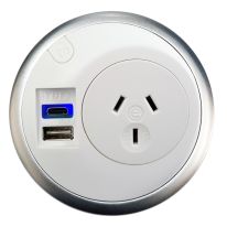 [015.050.0033] OE Elsafe: PixelTUF 1 x GPO 1 x TUF A+C with 800mm Lead and J Coupler - White/Silver