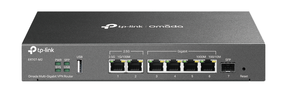 [ER707-M2] ER707-M2 TP-Link  Omada Multi-Gigabit VPN Router Omada, 2x 2.5Gbps RJ45, 5x Gigabit (1xSFP + 4x RJ45), Load Balance, 1x USB, High Security VPN