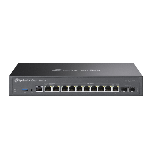 [ER7412-M2] ER7412-M2 TP-Link  Omada Multi-Gigabit VPN Router, Quad-core CPU, 2x2.5Gbps RJ45, 10x Gigabit WLAN/LAN Ports(2x SFP), 1x USB3.0, MultiWAN Load Balance
