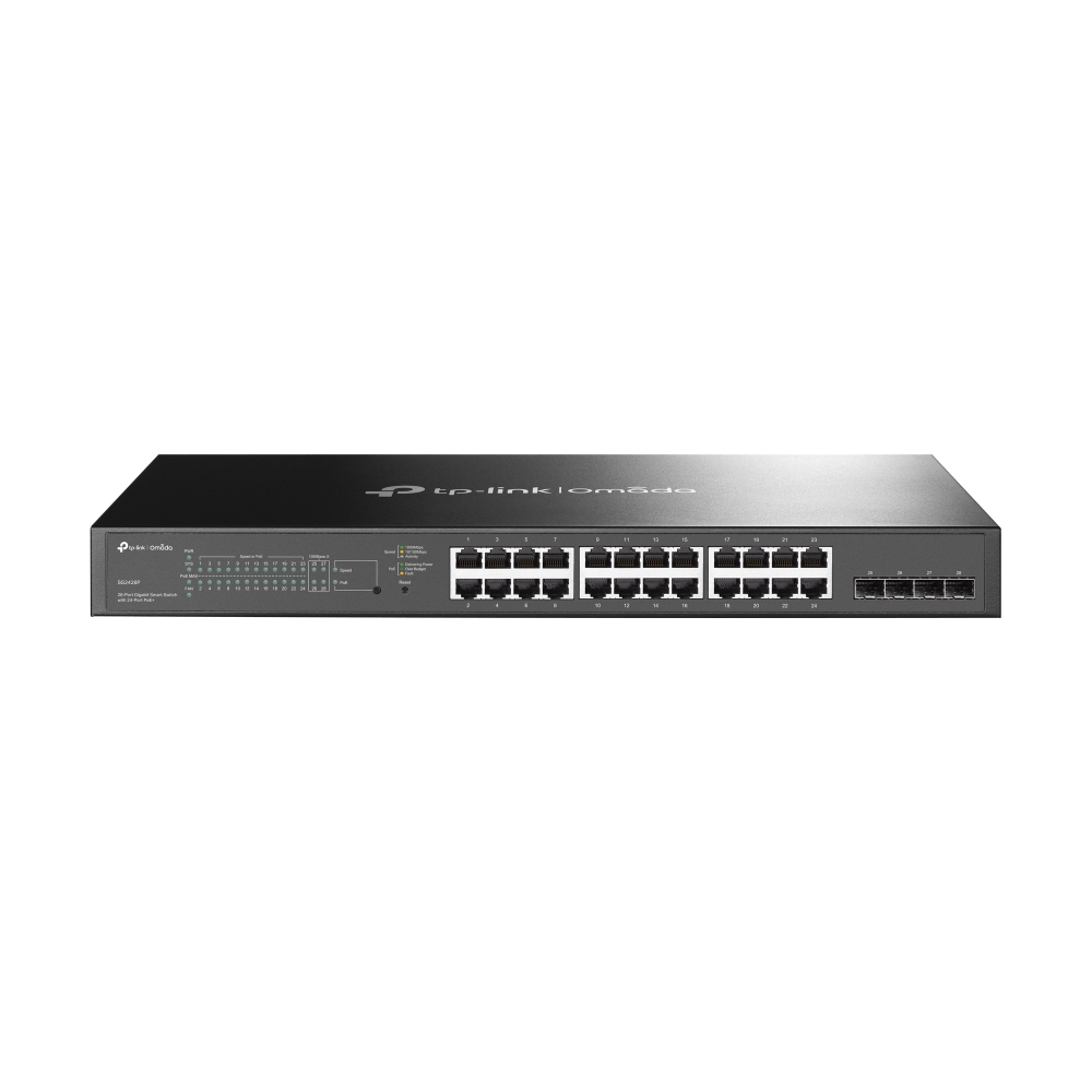 [SG2428P] SG2428P TP-Link  JetStream 28-Port Gigabit Smart Switch 24-Port PoE+ 4 Gigabit SFP, Omada SDN, 802.1p CoS/DSCP QOS, Rack Mountable