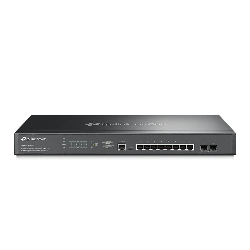 [SG3210XHP-M2] SG3210XHP-M2 TP-Link  JetStream 8-Port 2.5GBASE-T and 2-Port 10GE SFP+ L2+ Managed Switch with 8-Port PoE+ 2xFan Rack Mountable IGMP Snooping,Omada
