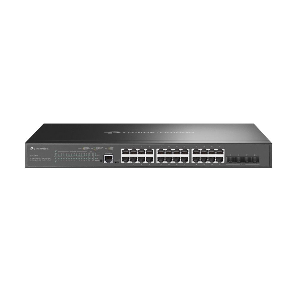 [SG3428XMP] SG3428XMP TP-Link  JetStream 24-Port Gigabit and 4-Port 10GE SFP+ L2+ Managed Switch with 24-Port PoE+, Omada
