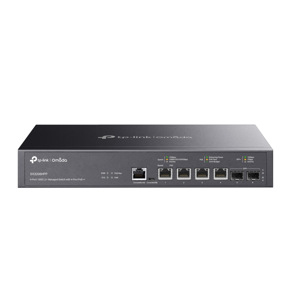 [SX3206HPP] SX3206HPP TP-Link  Omada JetStream 6-Port 10GE L2+ Managed Switch with 4-Port PoE++