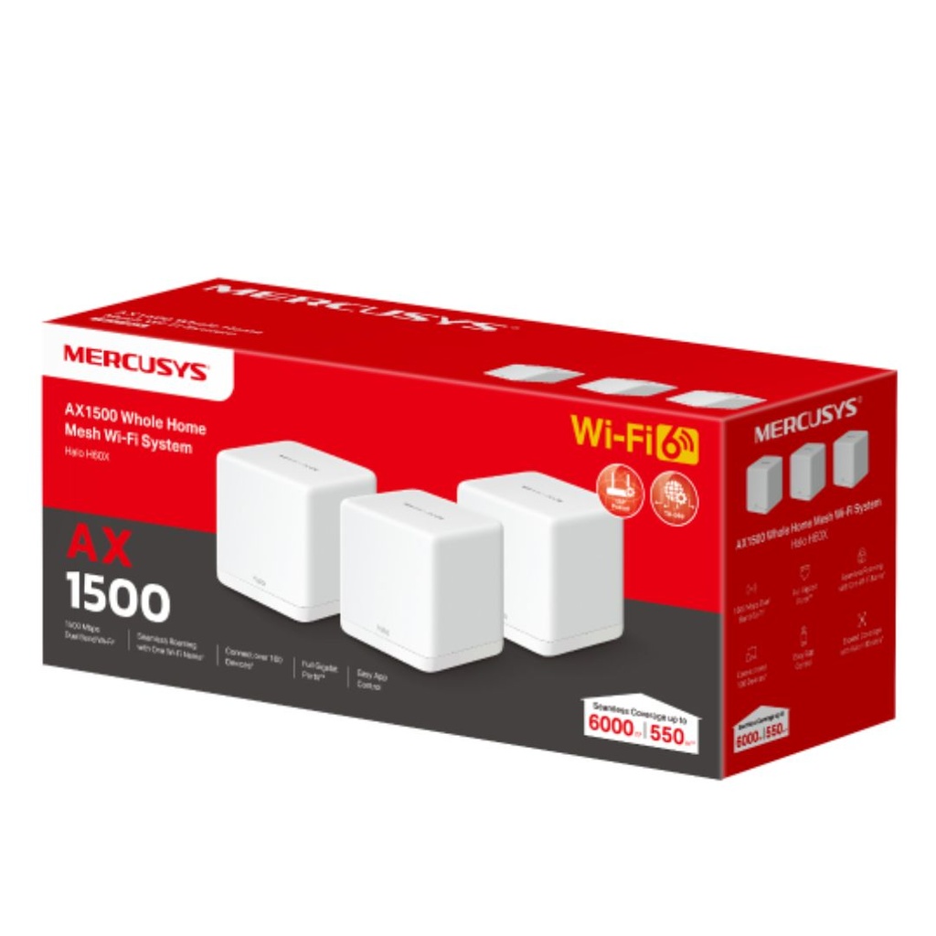 [Halo H60X(3-pack)] Halo H60X(3-pack) Mercusys  AX1500 Whole Home Mesh Wi-Fi 6 System (WIFI6)