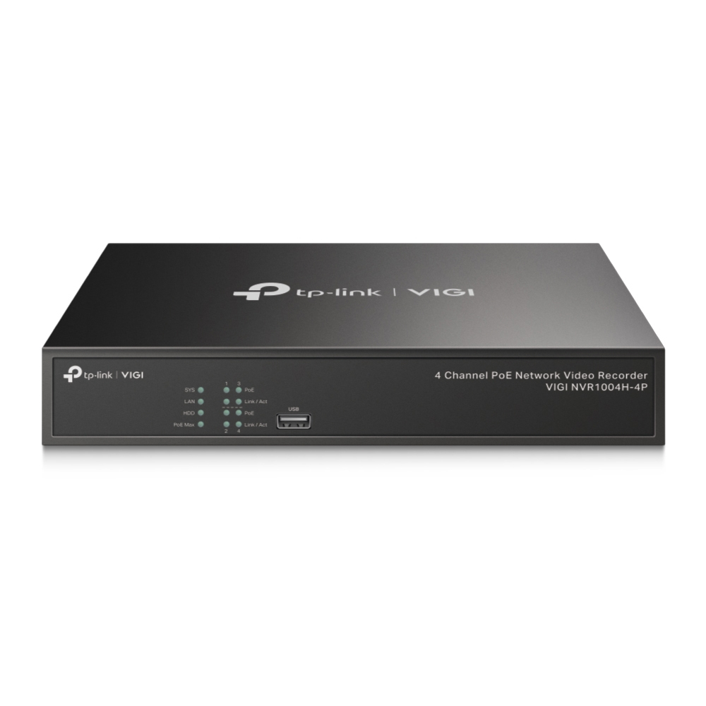 [VIGI NVR1004H-4P] VIGI NVR1004H-4P TP-Link  4 Channel PoE+ Network Video Recorder, 24/7 Continuous Recording, 4K HDMI Video Output & 16MP Decoding (HDD Not Included)