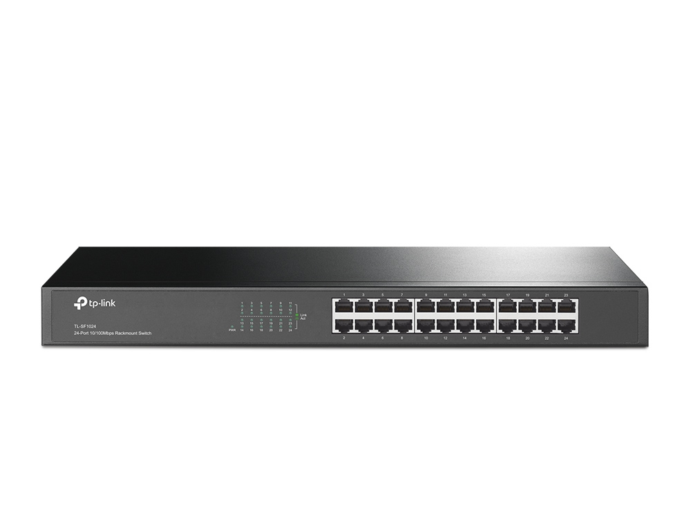 [6935364021474] 6935364021474 TP-Link TL-SF1024 24-Port 10/100Mbps Rackmount Unmanaged Switch energy-efficient Supports MAC 19-inch rack-mountable steel case 4.8 Gbps Switching Cap