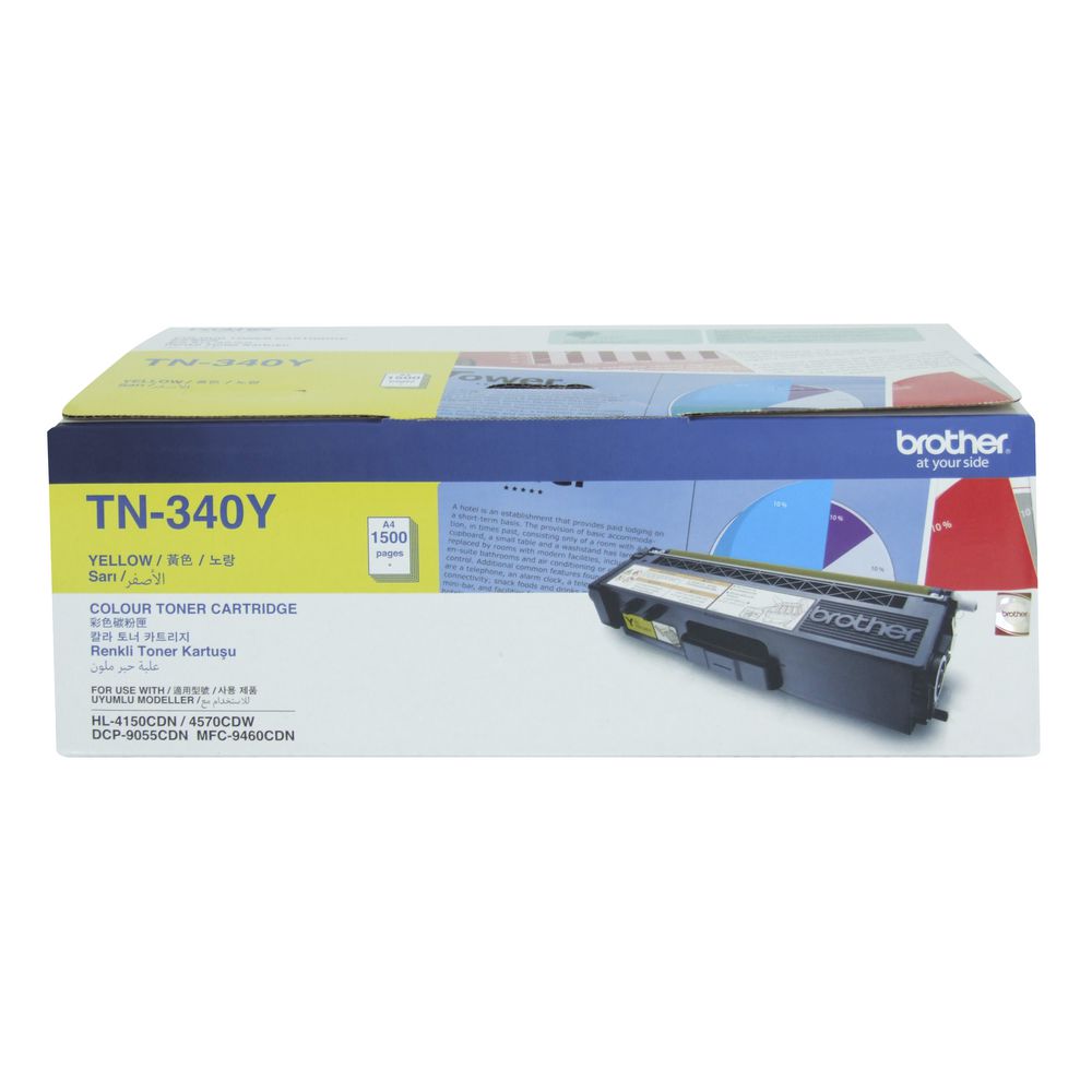[4977766682794] Brother TN-340Y  Colour Laser Toner- Standard Yield Yellow, HL-4150CDN/4570CDW, DCP-9055CDN, MFC-9460CDN/9970CDW - 1500 pages