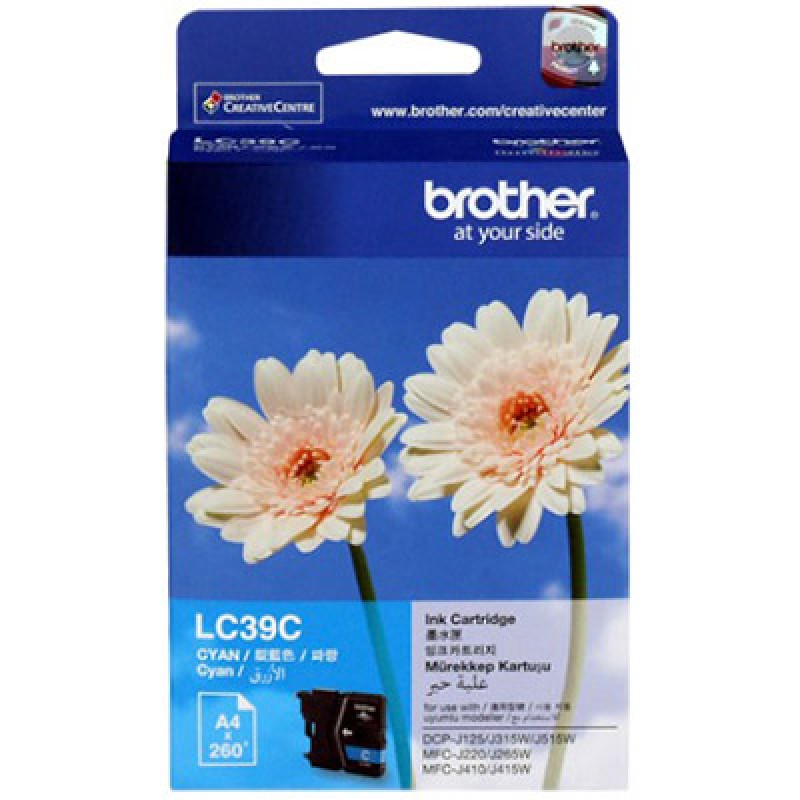 [4977766676731] Brother LC-39C Cyan Ink Cartridge - DCP-J125/J315W/J515W MFC-J220/J265W/J410/J415W/J140W- up to 260 pages