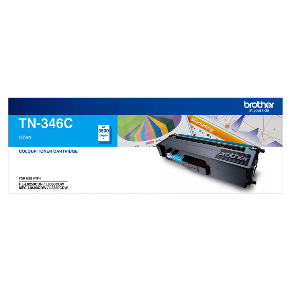 [4977766733991] 4977766733991 Brother TN-346C Colour Laser Toner- High Yield Cyan- HL-L8250CDN/8350CDW MFC-L8600CDW/L8850CDW - 3500Pages