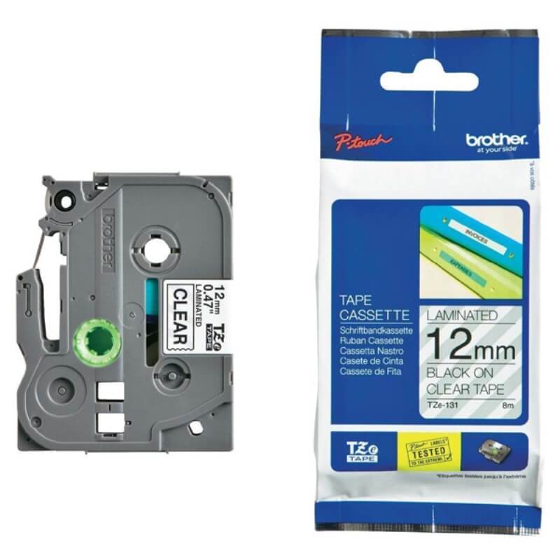 [4977766687997] Brother 12mm Black on Clear TZE Tape