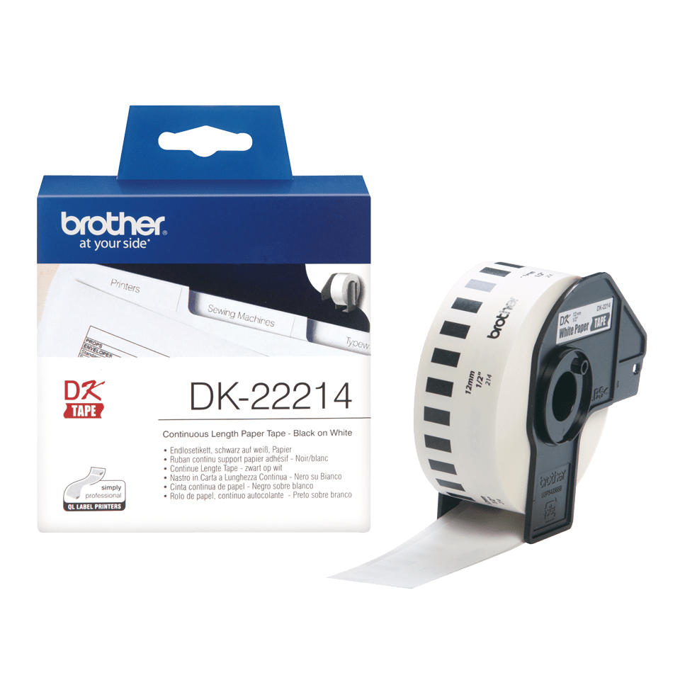 [4977766628525] 4977766628525 Brother White Paper Roll 12mm x 30.48. DK-22214. For use with QL-500, QL-550, QL-650TD and QL-1050 printers