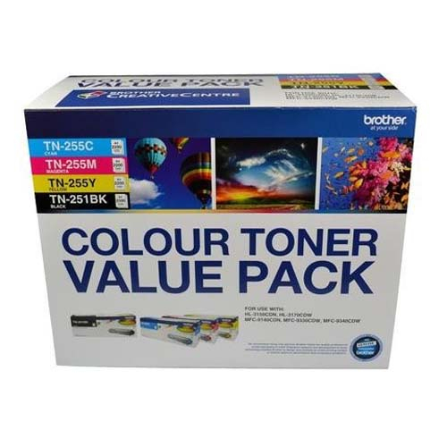 [9312775003201] 9312775003201 Brother  TN-251BK and TN255 Colour Laser Toner Value Pack. Black, Cyan, Magenta, Yellow (8AE00003)