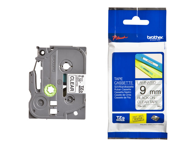 [4977766680851] Brother TZ-121, 9MM Black Tape Black on Clear