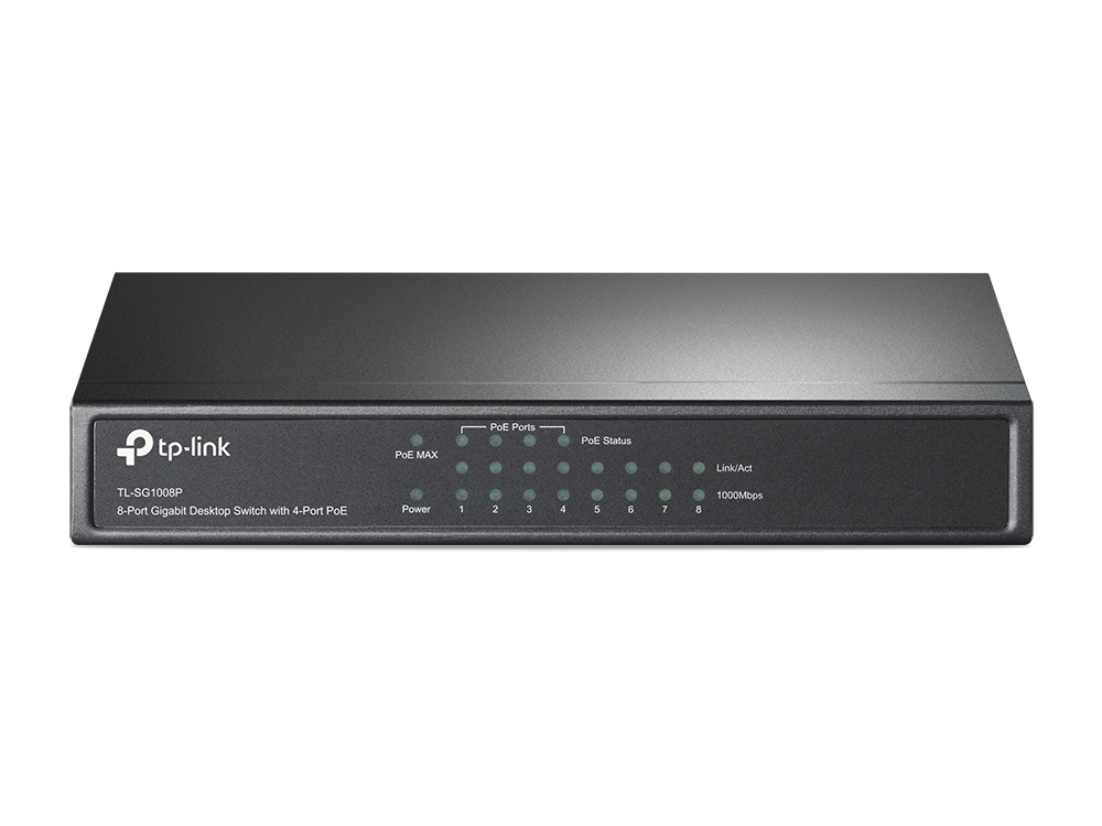 [6935364021160] 6935364021160 TP-Link TL-SG1008P 8-Port Gigabit Desktop Unmanaged Switch with 4-Port PoE 53W IEEE 802.3af, Up to 64W for all PoE ports,Up to 15.4W for each PoE por