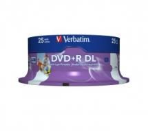[23942436676] Verbatim DVD+R DL 8.5GB 25Pk White Wide Inkjet 8x