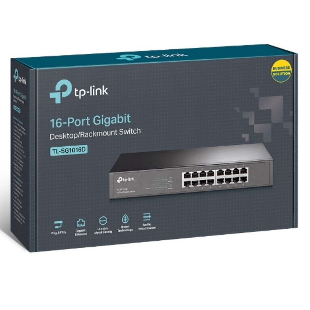 [6935364020613] TP-Link TL-SG1016D 16-Port Gigabit Desktop/Rackmount Unmanaged Switch Energy-efficient Supports MAC Plugplay 32Gbps Switching Capacity