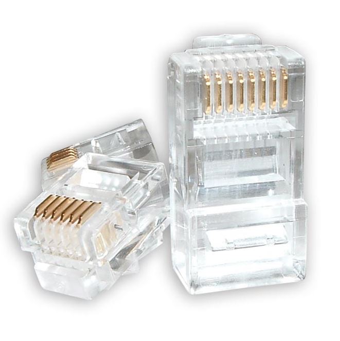 [9320100514117] 9320100514117 Astrotek RJ45 Jack Connector Modular Plug Crimp 8P8C CAT5e LAN Network Ethernet Head 2 Prong Blade 3u" Transparent (20/pack)