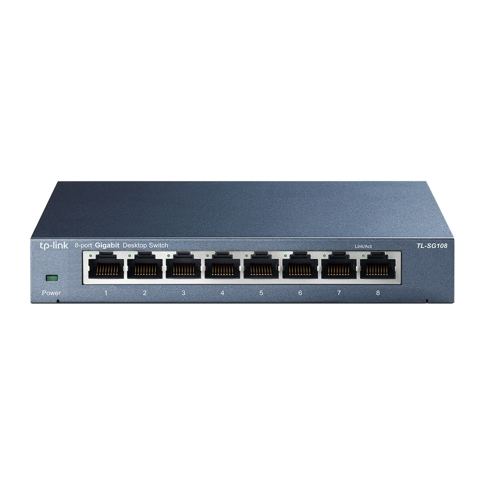 [6935364021153] 6935364021153 TP-Link TL-SG108 8-Port Gigabit Desktop Switch Steel Case Fanless 11.9Mpps Support 802.1p/DSCP QoS1 and IGMP Snooping Plug  Play