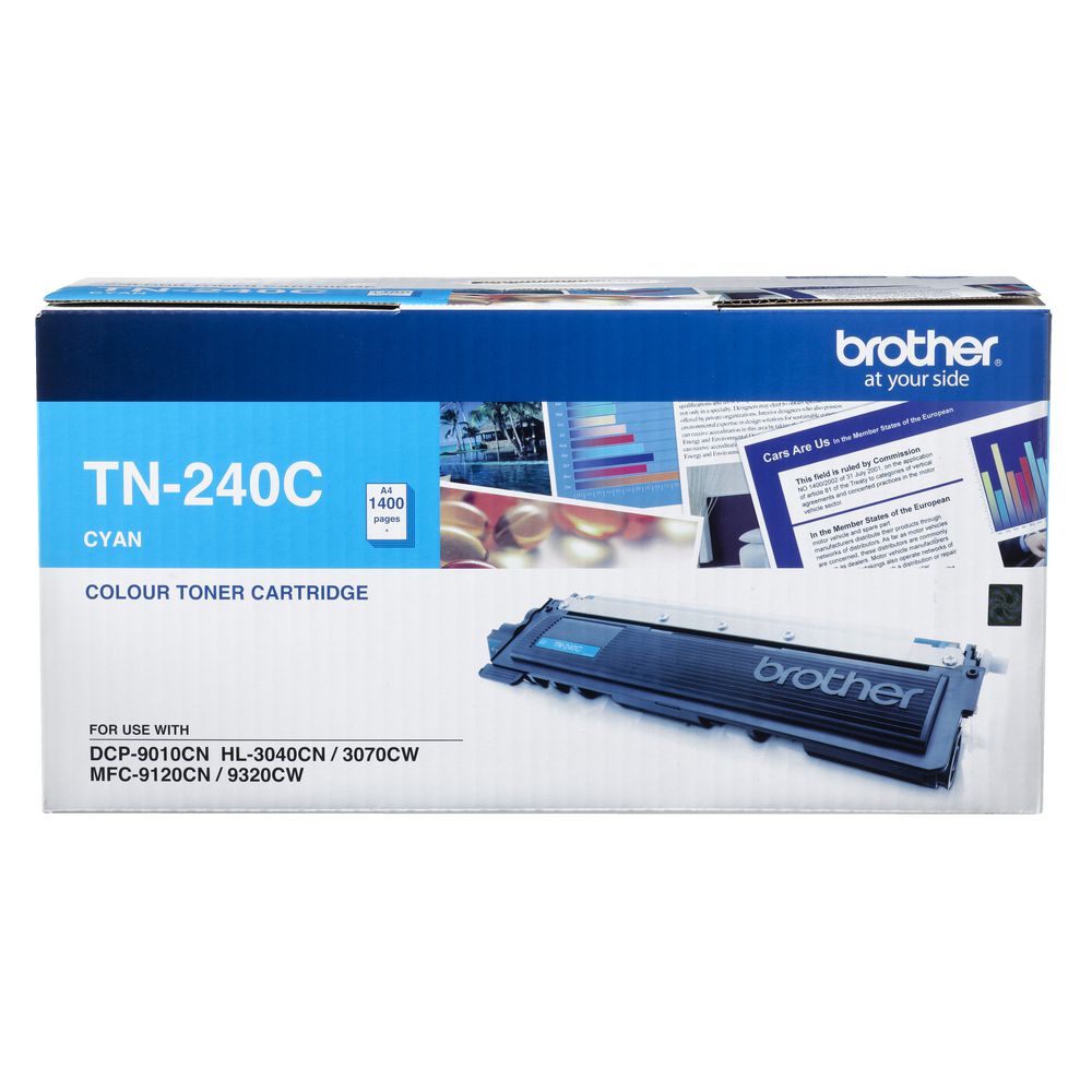 [4977766666725] TN-240C COLOUR LASER TONER - CYAN TONER CARTRIDGE TO SUIT HL-3040CN/3045CN/3070CW/3075CW, DCP-9010CN, MFC-9120CN/9125CN/9320CW/9325CW - 1,400 PAGES