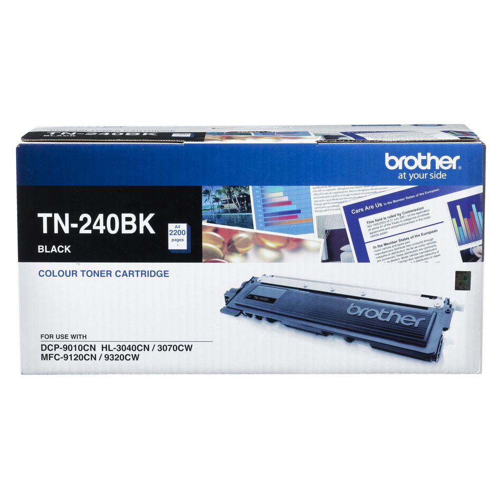 [4977766666695] TN-240BK COLOUR LASER TONER - BLACK TONER CARTRIDGE TO SUIT HL-3040CN/3045CN/3070CW/3075CW, DCP-9010CN, MFC-9120CN/9125CN/9320CW/9325CW - 2,200 PAGES
