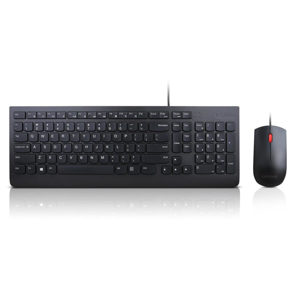 [190725477048] 190725477048 LENOVO Essential Wired Keyboard and Mouse Combo Full Keyboard Multimedia HotKey Height Adjustable Keyboard Wired Mouse Optical 1000DPI