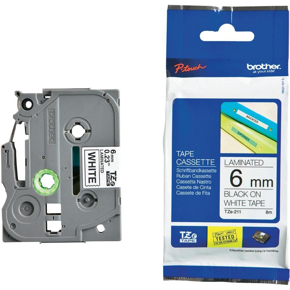 [4977766694698] Brother 6mm Black on White TZE Tape