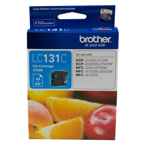[4977766724937] Brother LC-131C  Cyan Ink Cartridge - to suit DCP-J152W/J172W/J552DW/J752DW/MFC-J245/J470DW/J475DW/J650DW/J870DW - up to 300 pages