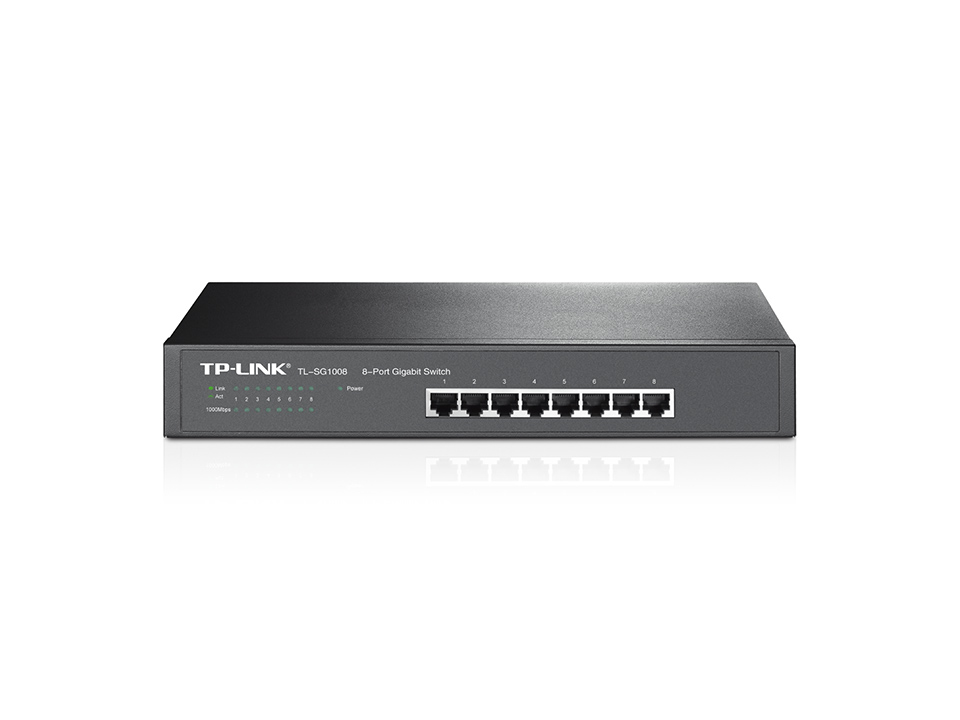 [6935364021573] 6935364021573 TP-Link TL-SG1008 8-Port Gigabit Unmanaged Switch 13" Desktop Rackmountable Steel Case Fanless Supports MAC address 802.1p/DSCP QoS