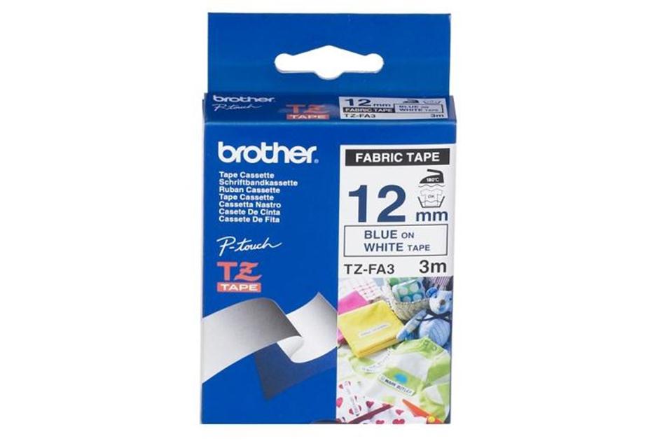 [4977766683425] Brother 12MM Blue White Tape Fabric TZE Tape