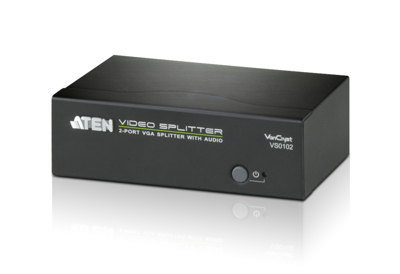[4710423778856] Aten Professional Video Splitter 2 Port VGA Splitter with Audio 450MHz, 1920x1440@60Hz, Cascadable to 3 levels (Up to 8 Outputs)