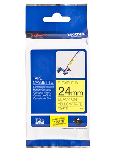 [4977766683876] Brother 24MM Black Yellow Tape Flexible TZE Tape