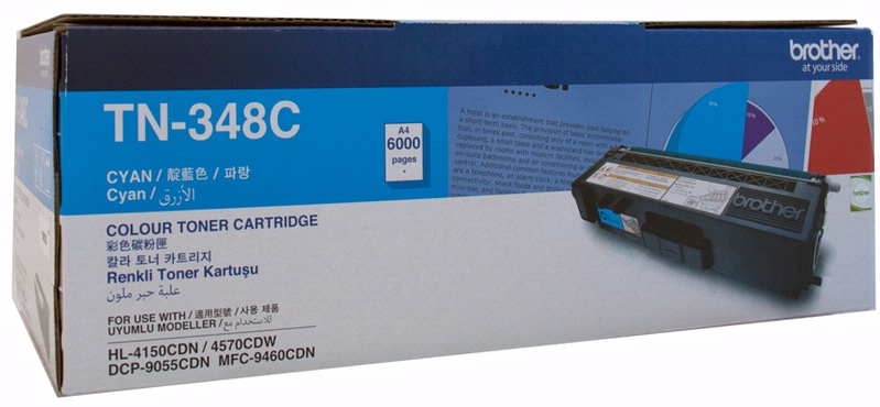 [4977766682947] Brother TN-348C Colour Laser Toner - Super High Yield Cyan- HL-4150CDN/4570CDW, DCP-9055CDN, MFC-9460CDN/9970CDW - 6000 pages
