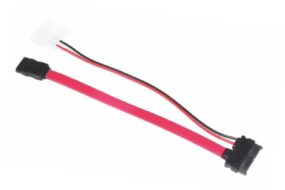 [9320201001721] 9320201001721 Astrotek Slim SATA Cable 30cm + 10cm 6 pins + 7 pins to 4 pins + 7 pins Red Colour
