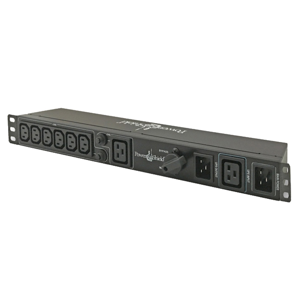 [9346909000767] PowerShield Rack Mount Bypass Switch Plus Hot Swap PDU for 3kVA, 1U, 15Amp Input, facilitates safe maintenance procedures