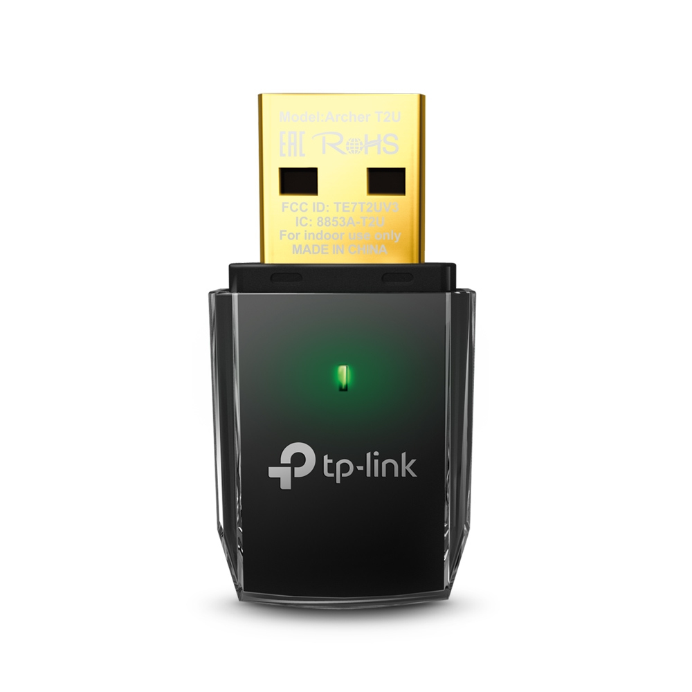 [6935364089917] 6935364089917 TP-Link Archer T2U AC600 Wireless Dual Band USB Adapter 2.4GHz (150Mbps) 5GHz (433Mbps) 1xUSB2 802.11ac 1x Omni Directional Antenna WPS button