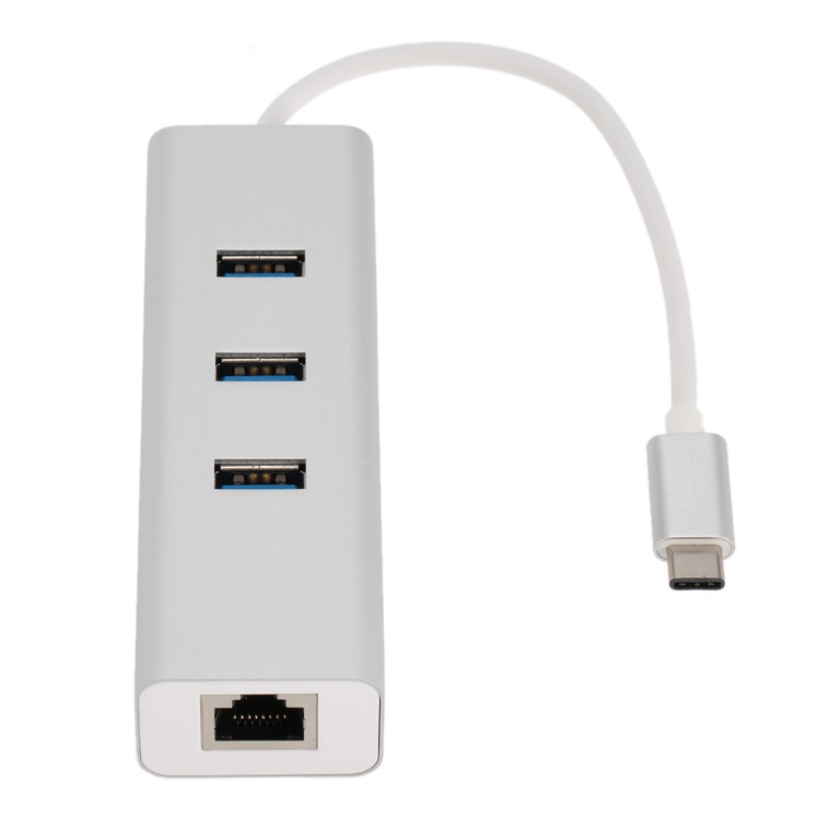 [9320422518572] 9320422518572 Astrotek USB-C to LAN + 3 Ports USB3.0 Hub Gigabit RJ45 Ethernet Network Adapter Converter 15cm for iPad Pro Macbook Air Samsung Galaxy MS Surface