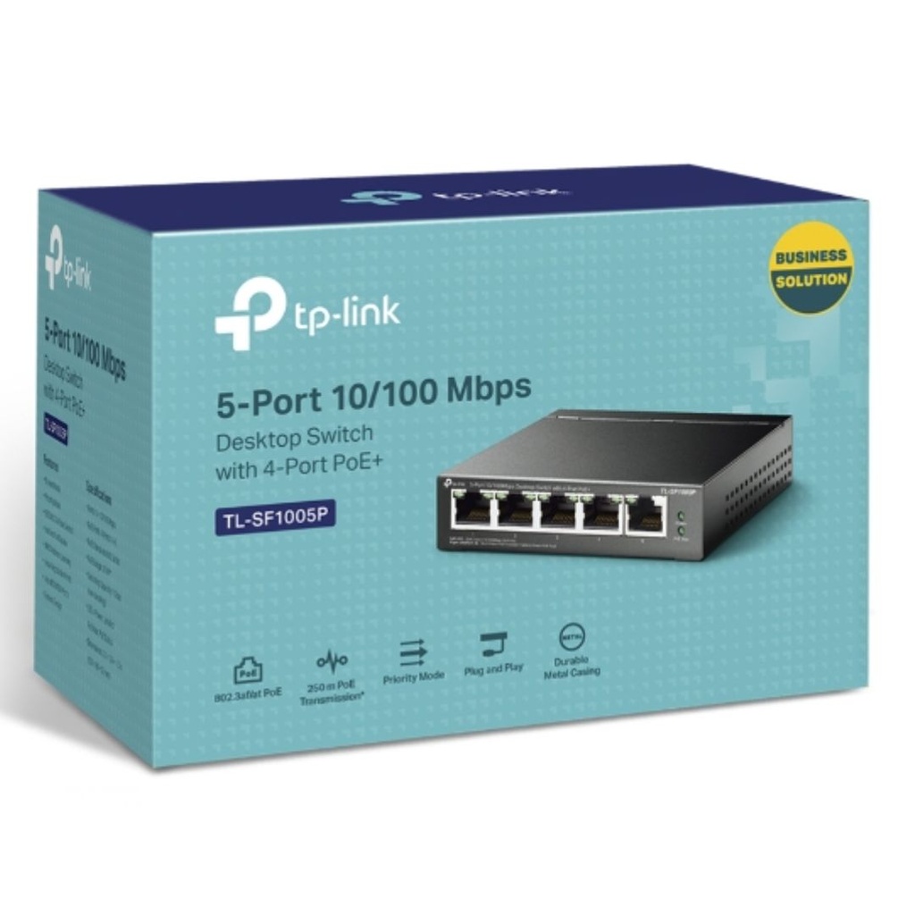 [6935364083199] TP-Link TL-SF1005P 5-Port 10/100Mbps Desktop Switch with 4-Port PoE 67W IEEE 802.3af compliant 1Gbps Switching