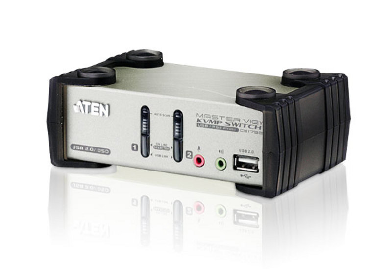 [4710423775060] 4710423775060 Aten Desktop KVMP Switch 2 Port Single Display VGA w/ audio  OSD, 2x Custom KVM Cables Included, 2x USB Port, Selection Via Front Panel