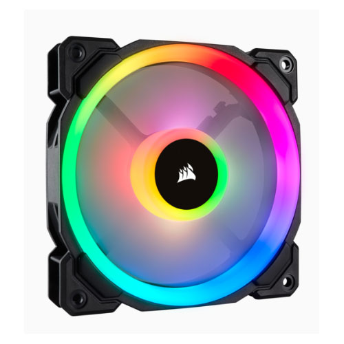[843591032452] Corsair Light Loop Series, LL140 RGB, 140mm Dual Light Loop RGB LED PWM Fan, 2 Fan Pack with Lighting Node PRO