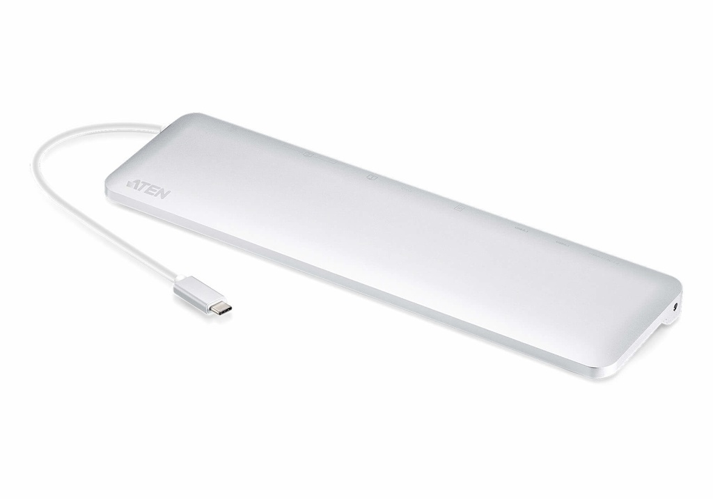 [4719264647352] 4719264647352 Aten Multiport Mini Dock USB-C, 3x USB 3.1 Gen 1 Ports, USB-C Power Pass through, DP/HDMI/VGA Display Ports, SD/MicroSD Slots, Gigabit Ethernet RJ45,