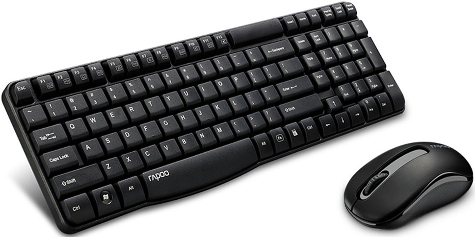 [6940056181763] RAPOO X1800S 2.4GHz Wireless Optical Keyboard Mouse Combo Black - 1000DPI Nano Receiver 12m Battery (Black)