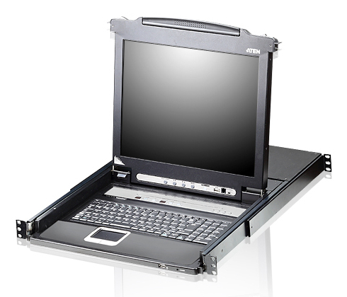 [4719264642494] 4719264642494 Aten Rackmount KVM Switch Single Rail 16 Port VGA PS/2-USB w/ 19" LCD Display, 2x Custom KVM Cables, 1280x1024@75hz Display, LED Illumination