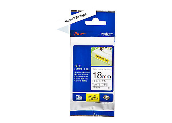 [4977766687249] Brother 18MM Black White Tape Strong Adhesive TZE Tape