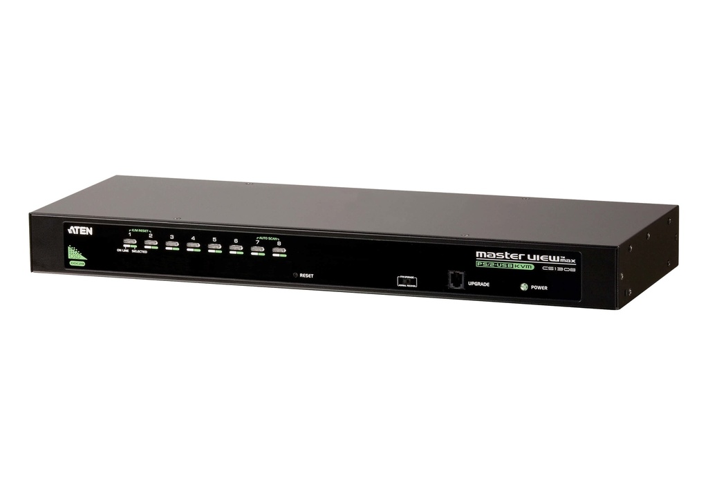 [4710423775916] 4710423775916 Aten Rackmount KVM Switch 8 Port VGA PS/2-USB, 1x Custom KVM Cable Included, Selection Via Front  USD Menu, Broadcast Mode