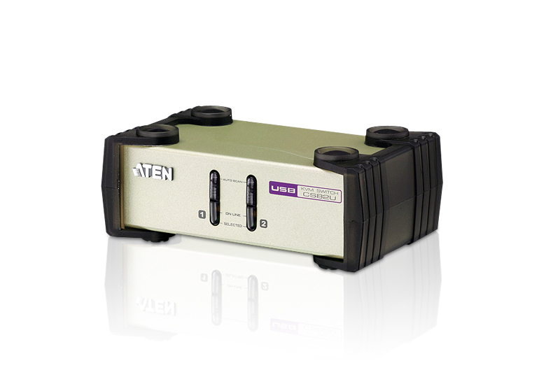 [4710423777002] 4710423777002 Aten Desktop KVM Switch 2 Port Single Display VGA, Both USB  PS/2 Options, Custom Cables Included, Selection Via Front Panel,